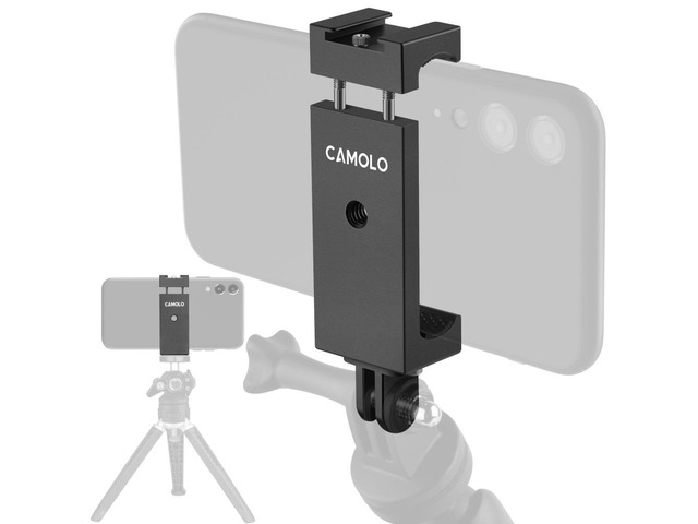 CAMOLO Universal Phone Clip Mount with Cold Shoe and Joint Mount for Tripod Stabilizer Bracket for HUAWEI iphone Xiaomi Samsung