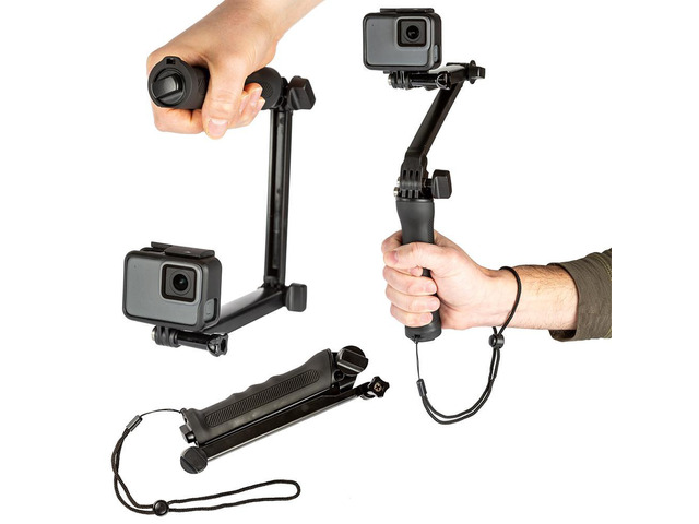 3 Way Selfie Stick Hand Grip with Tripod Stand Monopod for GoPro Osmo Action