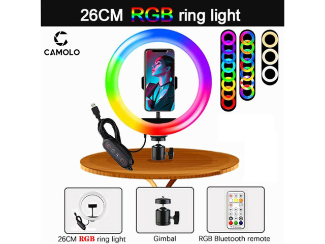 10' Led Ring Light Selfie Ring Light Makeup Live Lamp w/ Gimbal Remote Control