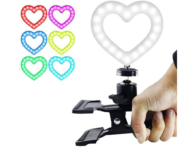 Dimmable RGB LED Ring Heart-shaped Fill Light for Live Stream Lamp Beauty Light