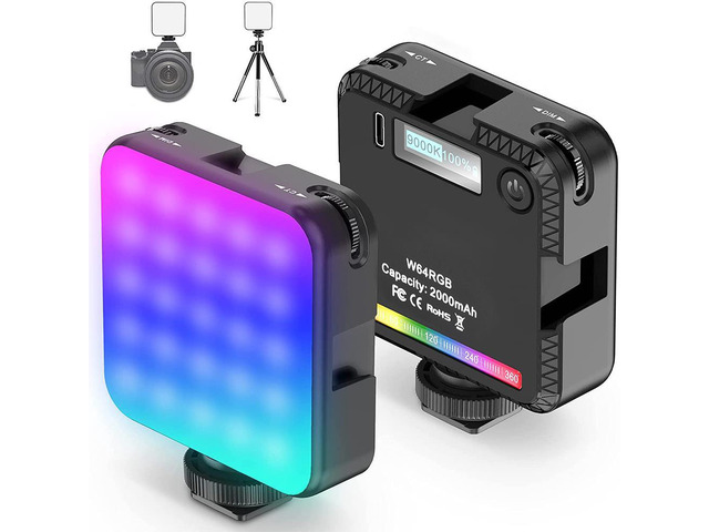 W64 Mini Rgb Atmosphere Lamp Led Video Light Portable Photographic Lighting for Youtube Tik Tok Shooting Fill Light