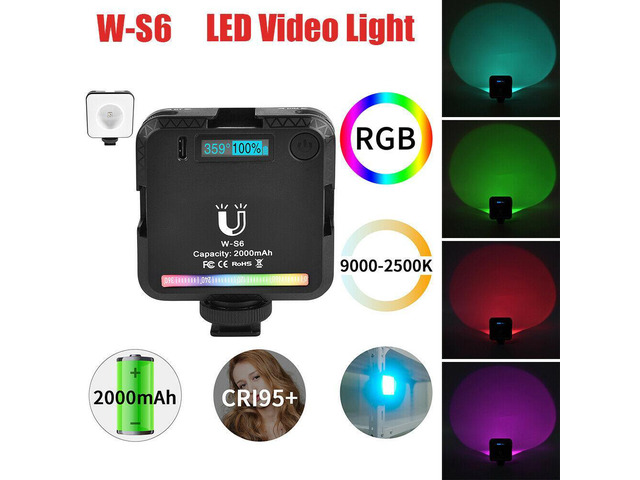 W-S6 LED RGB Video Light Fill Light Lamp for Photo Lighting 9000K