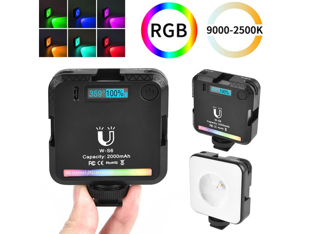 W-S6 RGB Lights Photographic Lighting Video Studio Kit Video Light for Photography Rechargeable Atmosphere Lamp 2500-9000K