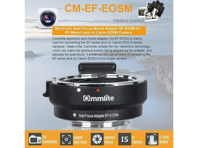 Commlite AF Lens Mount Adapter for Canon EF to EOS M M10 100 200 5 50 6 Mark II