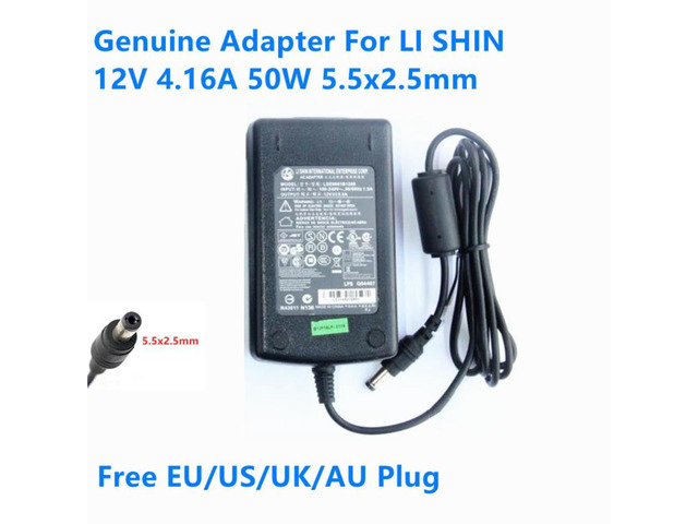 12V 4.16A 50W LSE9901B1250 Power Supply AC Adapter For LI SHIN LCD Monitor Charger