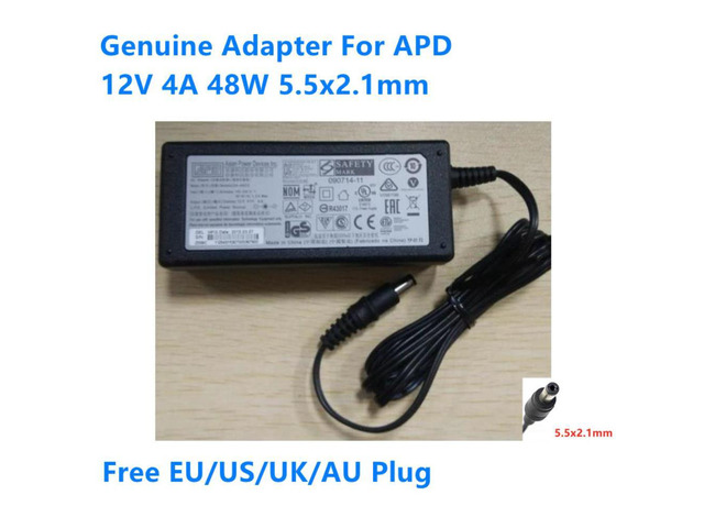 AC Adapter For APD DA-48Q12 12V 4A 48W 5.5x2.1mm DA-48P12 LED Monitor Power Supply Charger