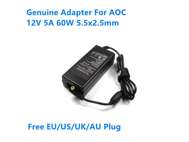 12V 5A 60W 5.5x2.5mm GA60SC2-1205000 Power Supply AC Adapter For AOC Monitor Charger
