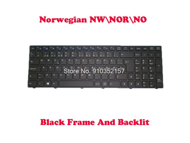 Laptop Backlit Keyboard For CLEVO N750 N770 CVM15F26N0J430R 6-80-N7500-130-1R Norwegian NW/NOR/NO With Black Frame