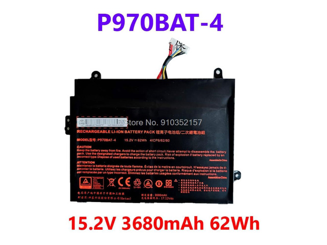 4ICP2/62/80 4IPC6/62/80 Li-Polymer For CLEVO P960 P960EN P960RD P960RF P960RN P960ED P960EF P970BAT-4 15.2V 3680mAh 62Wh