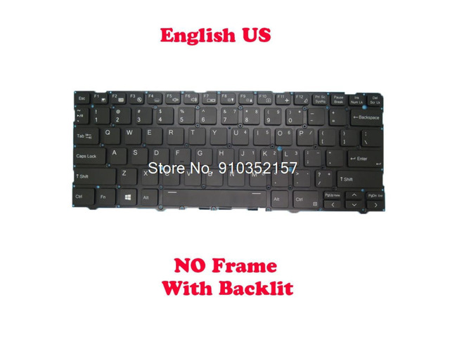 US NO Backlit Keyboard For CLEVO L140MU CVM19C5300-430 6-80-L1403-010-1 CVM19C53US-430 6-80-L1400-012-K English US NO Frame