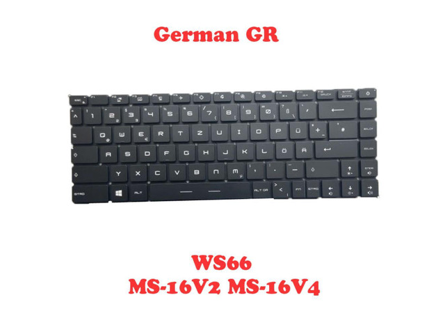 Laptop WS66 GR Backlit Keyboard For MSI WS66 MS-16V2 MS-16V4 V194222AK1 S1N3EDE2L2SA0 S1N-3EDE2L2-SA0 German GR Backlit NO Frame