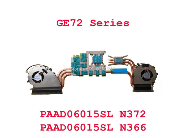 Heatsink & Fan For MSI GE72 2QE 2QF 2QC 2QD 2QL 6QF 6QC 6QD 6QE 6QL 7RD 7RE GE62 PAAD06015SL N372 N366 E322500142A E322500143A