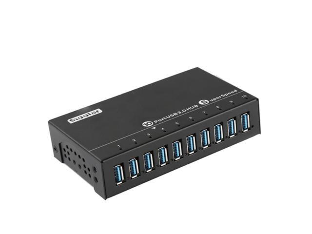 SIPOLAR Multi 10 Ports Metal USB 3.0 Splitters Charger Hub with Power Adapter 2-in-1 Data and Charging for Phone EU Plug