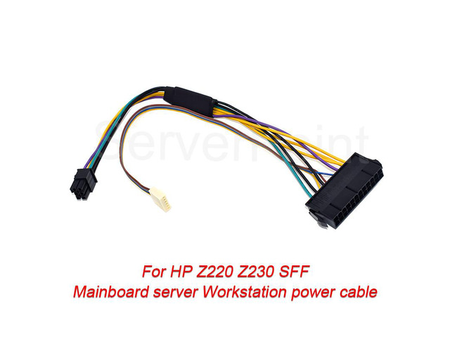 Power Supply Cable Cord 33cm ATX 24PINS TO 2-PORT 6PINS For HP Z220 Z230 SFF Mainboard Server Workstation Cable