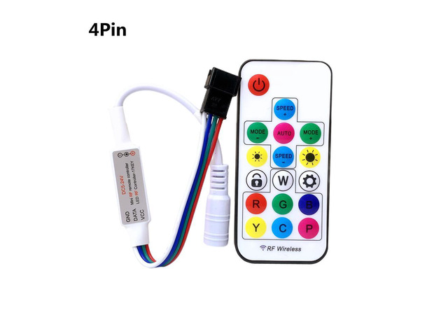 WS2813 WS2815 LED Strip Controller 4pin 17key RF Wireless Remote 366 Effect For Individually Addressable Pixel Lights DC5-24V