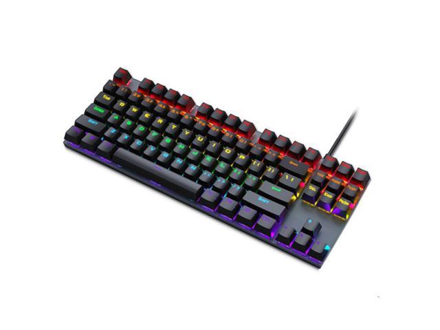 Gaming Mechanical Keyboard Wired keyboard USB Wired 87 Keys with RGB Backlight Blue Switch for Laptop PC Computer Gamer