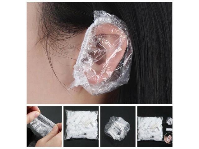 100 Pcs Thickened Disposable Plastic Waterproof Ear Protector Cover Caps Salon Hairdressing Dye Shield Earmuffs Shower Tool