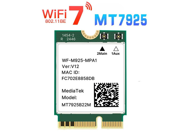 WiFi 7 MT7925 Network Card 5400Mbps For Bluetooth 5.3 Tri Band 2.4G 5Ghz 6GHz M.2 NGFF Wireless Adapter For Win 10 Win 11
