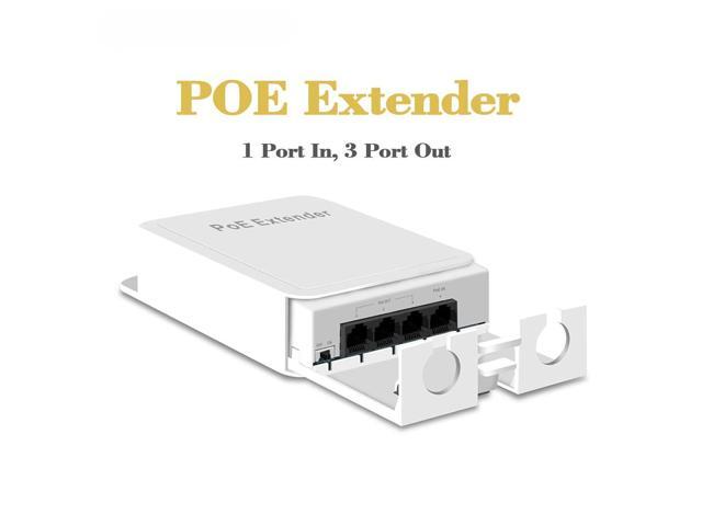 4 Port Waterproof POE Repeater 10/100Mbps Outdoor Network POE Extender IP55 VLAN 44-57V 30W IEEE802.3af for POE System Camera