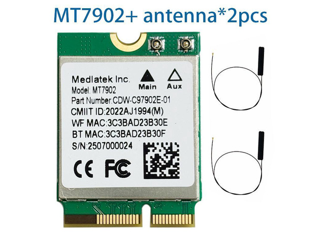 FOR MT7902 WiFi6E Card NGFF CARD wifi 6e 2.4GHz 5GHz 6Ghz 2400Mbps BT5.2 NGFF Cn