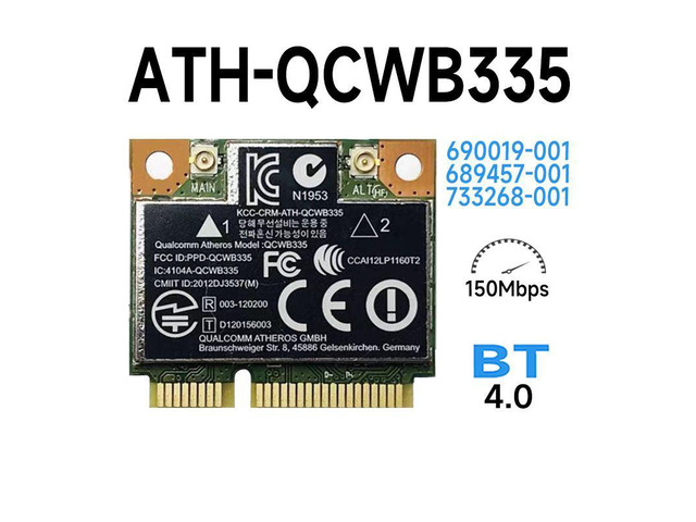Replacement for Laptop 690019-001 689457-001 733268-001 Atheros AR9565 QCWB335 Mini PCIe WLAN WIFI Wireless Bluetooth Card