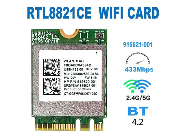 RTL8821CE 802.11AC 1X1 Wi-Fi+BT 4.2 Combo Adapter Card SPS M915621-001 Wireless