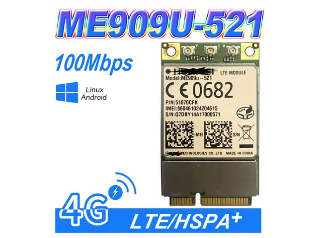 ME909U-521 FDD LTE Mini pcie 4G WCDMA Support GPS Voice Message GSM B1/B2/B3/B5/B7/B8/B20 4G module