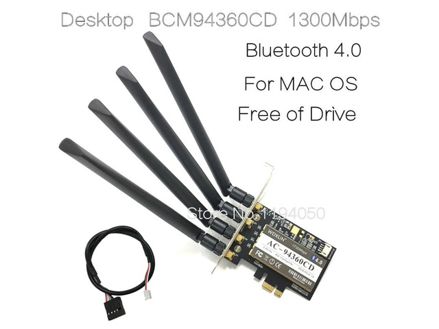 FOR BCM94360CD 1300Mbps Dual Band 2.4G/5G 802.11AC Desktop PCI-E Wireless Card PC Wifi Adapter Bluetooth 4.0