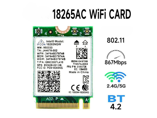 802.11ac Wireless Wlan Mini Wi-Fi Card for Tri-Band Wireless AC 18265 867Mbps Wi