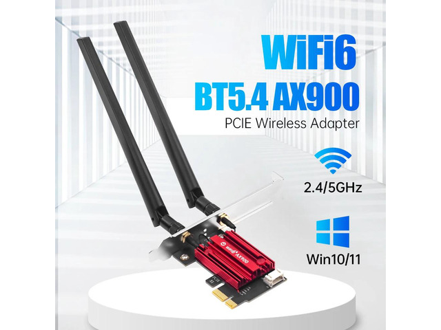 PCIE AX900 WiFi 6 Adapter, BT5.4, 802.11AX, Dual Band 2.4G/5GHz, for Desktop Win