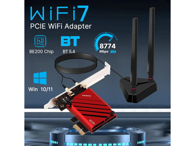 WI-FI 7 BE200 PCIE Adapter, FV-BE8800, BT5.4, Tri-Band 2.4G/5G/6G, for Win10/Win