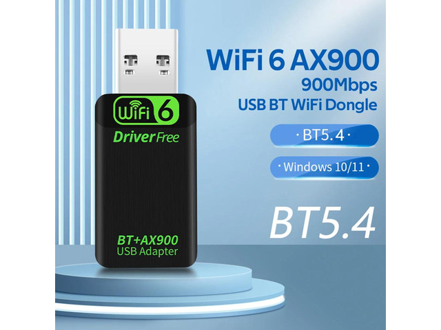 WiFi 6 AX900, BT 5.4 USB Adapter, Dual Band 2.4G/5GHz, for Win10/11 Laptop Deskt