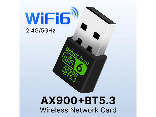 WiFi 6 AX900, BT5.3 USB Adapter, Dual Band 2.4G/5GHz, for Win10/11
