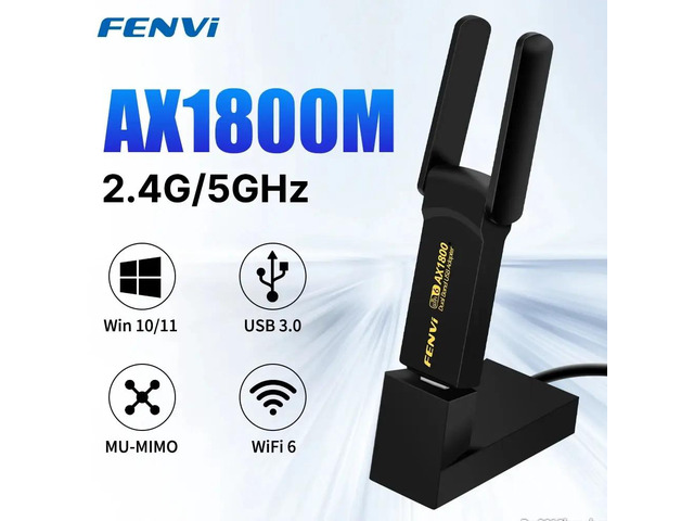 WiFi6 USB3.0 Adapter, 1800Mbps, Dual Band 2.4G/5GHz, 802.11AX, for Laptop/PC Win