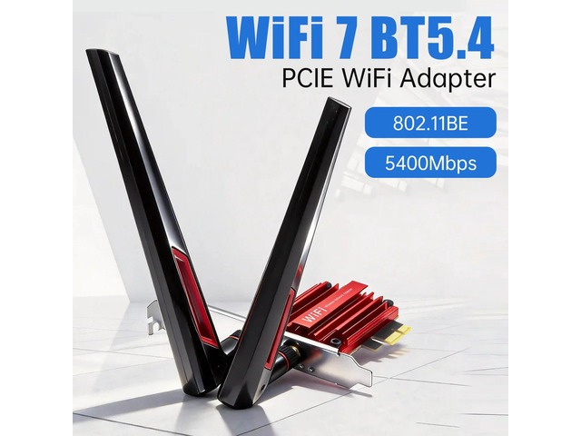 WiFi 7 MT7925 PCIE Adapter, BT5.4, 5400Mbps, 802.11BE, Tri-Band, for Win10/11