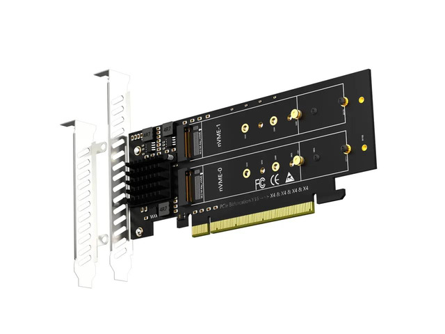 4-slot M.2 PCIe Adapter for 2 M.2 NVMe SSD, No Bifurcation