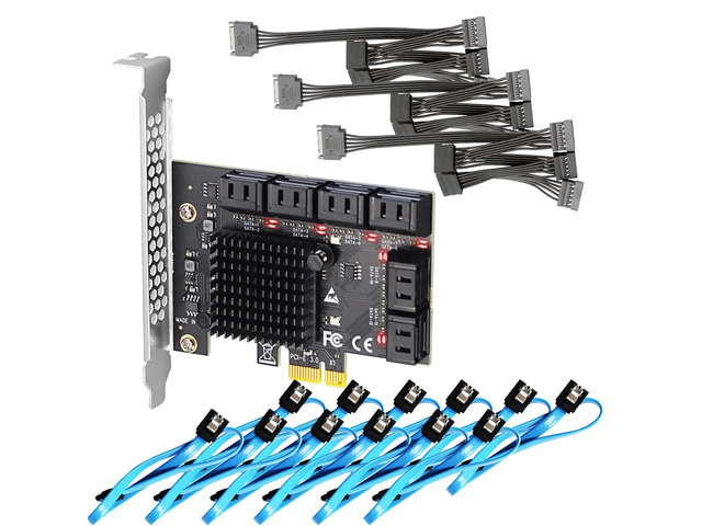 PCIe SATA Adapter, 12 Port SATA III 6Gbps, with Cables