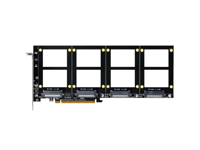 4-slot U.2 PCIe Adapter for 4 U.2 SSD, No Bifurcation