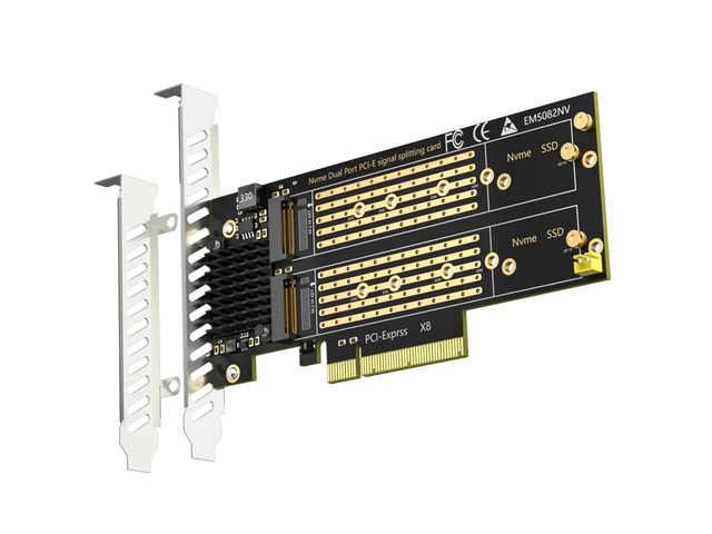2-slot M.2 PCIe Adapter for 2 M.2 NVMe, No Bifurcation
