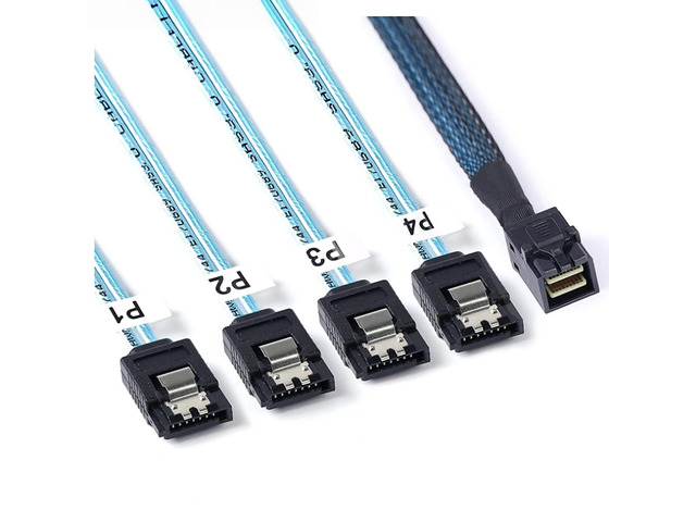 0.5M Internal Mini SAS HD SFF-8643 to 4X SATA 7pin Hard Disk Data Server Raid Ca