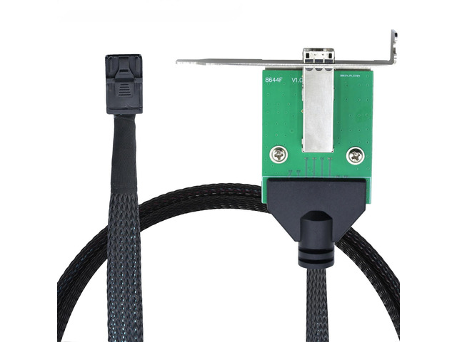 0.5M Internal HD Mini SAS SFF-8643 Host to SAS HD SFF-8644 Female with Low Brack
