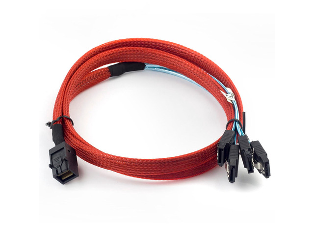 0.5M Red Internal Mini SAS HD SFF-8643 to 4X SATA 7pin Hard Disk Data Server Rai