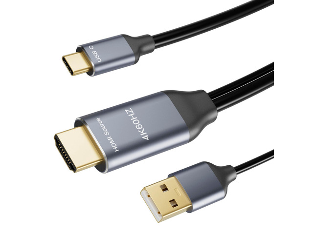HDMI to USB C Adapter Cable 6.6ft 4K@60Hz with USB Power Adapter,HDMI Male to Type C Male Converter Support Touch for New MacBoo