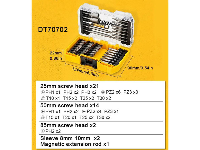 40 Piece Impact Screwdriver Bit Set With Tough Case Fits TStak Caddy Drill Drive
