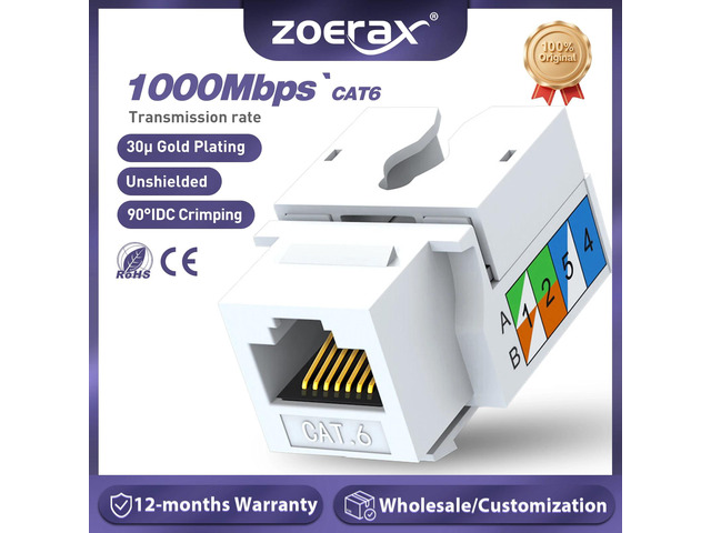 10PCS Cat6, Ethernet Punch Down Connector, 90-Degree Module Coupler(Not compatib