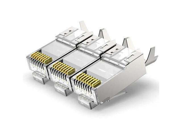 10PCS CAT6A/CAT7 Shielded Connector, Non-Pass Through RJ45 Ethernet Ends 50u Gold Plated 8P8C Modular Plugs FTP/STP Cable