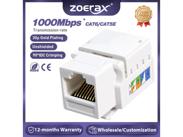10PCS Cat6/5e RJ45 Cat6 Network Coupler Ethernet Wall Jack(Not Compatible with P