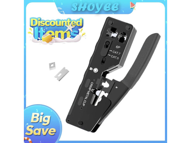 RJ45 Crimp Plier Pass Through Crimper Stripper Cutter for Cat7 Cat6 Cat5e 8P Mod