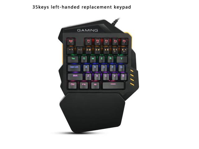 35-keys mechanical keyboard illuminated peace elite chicken eating game green axis keyboard left-handed replacement keypad