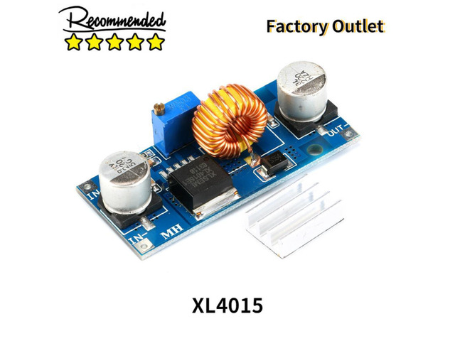2PCS 5A XL4015 DC-DC Step Down Adjustable Power Supply Module Voltage Regulator Buck LED Module with Heatsink